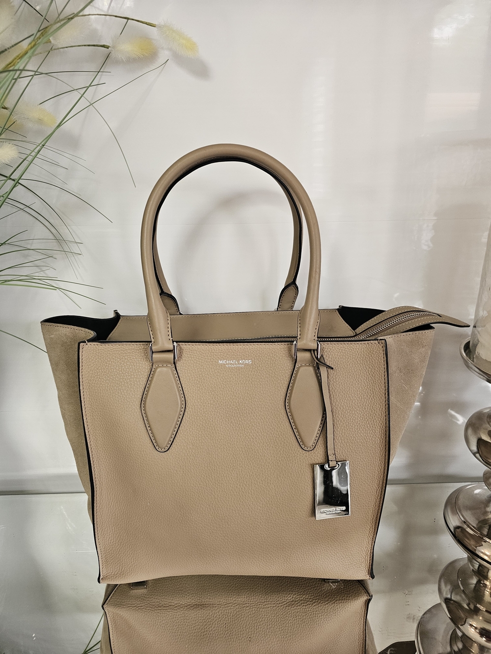 Michael Kors Collection Runway Beige Tote Bag - Structured Leather Satchel